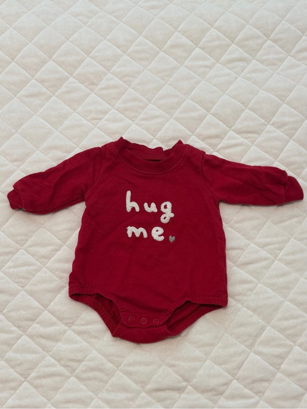 Carter's Red Long-Sleeve "hug me" Baby One-Piece Bodysuit